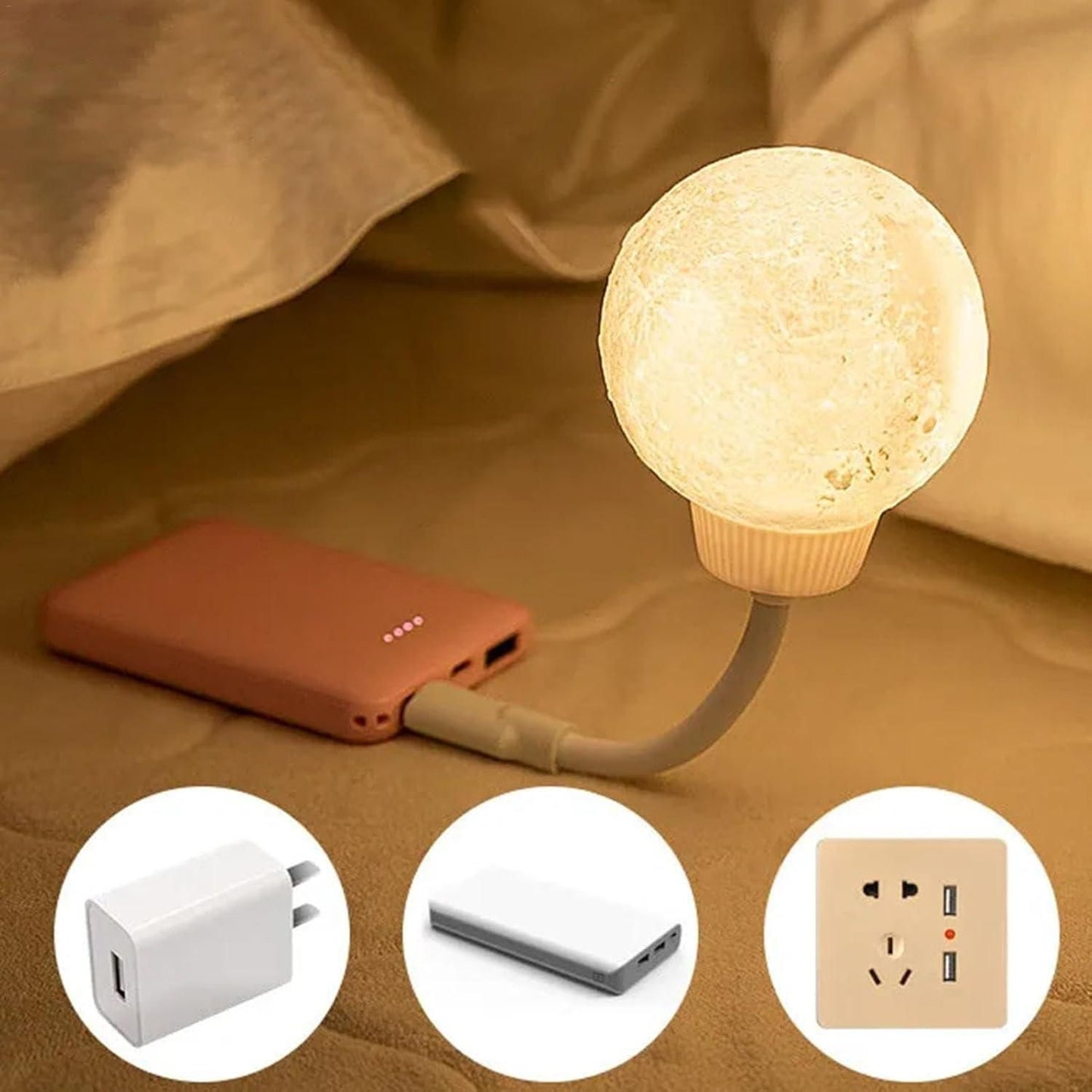 3D Moon LED Night Light – Magical Glow for Bedrooms & Desks