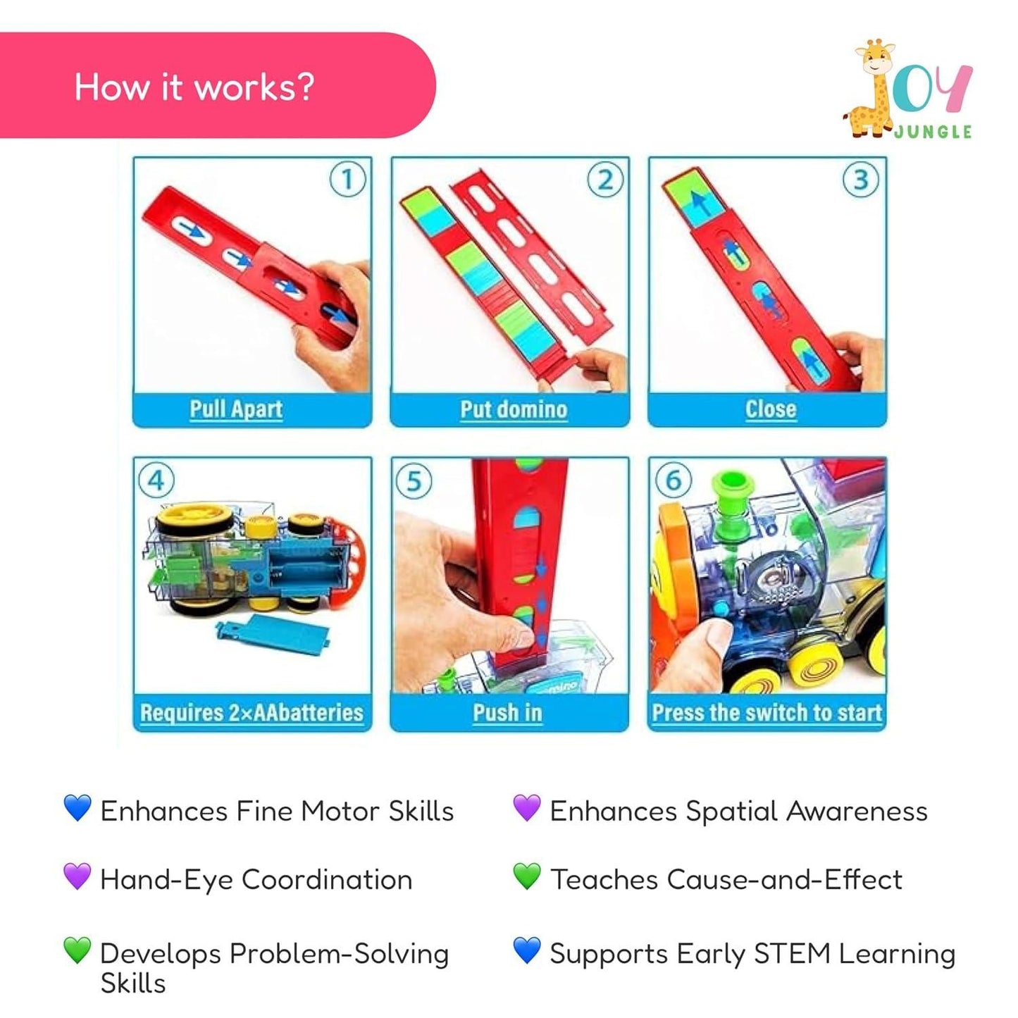 Train Domino Set for Kids – Automatic Line-Up with Sound Effects | BPA-Free