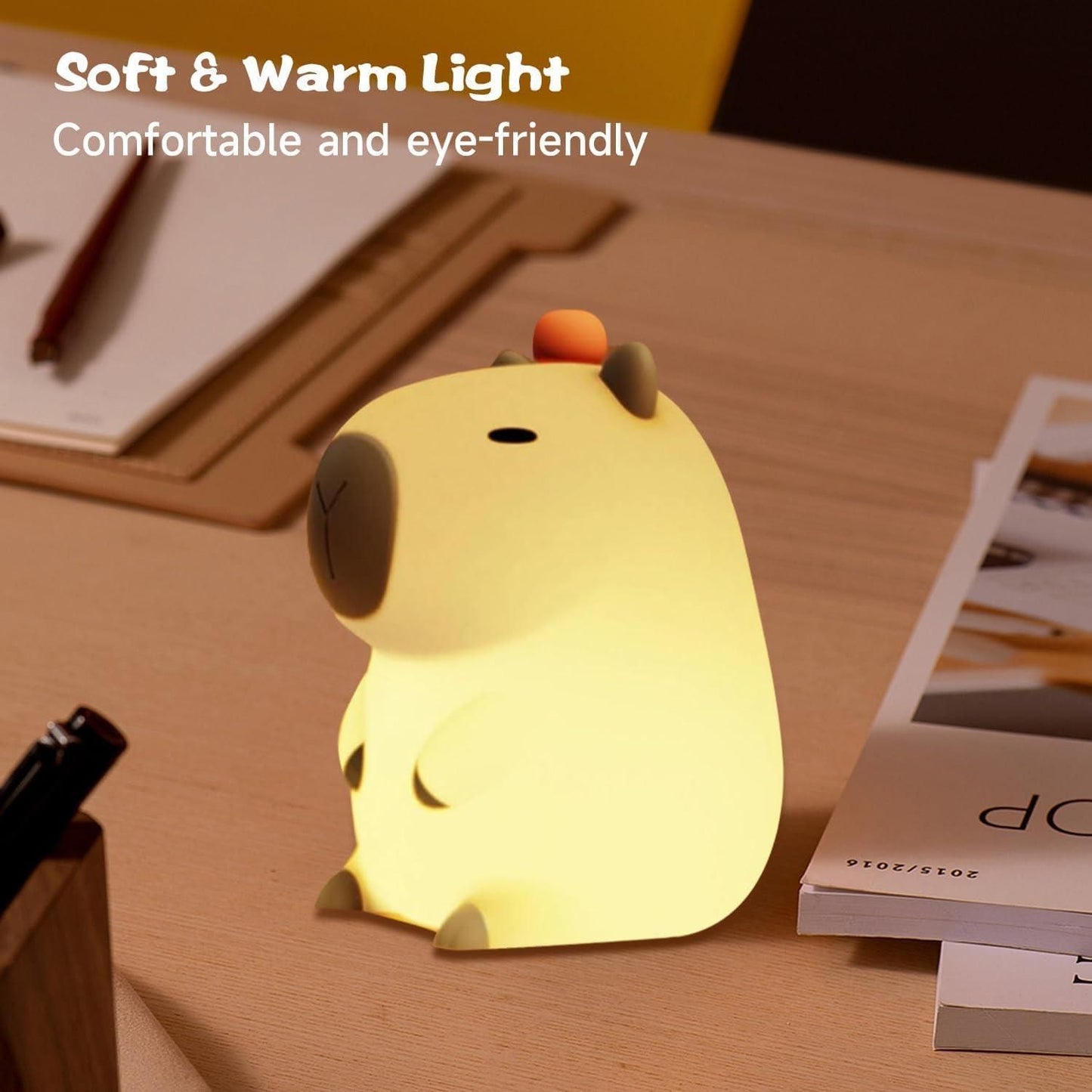 USB Rechargeable Capybara Night Light | Soft Silicone Touch Lamp for Kids & Adults