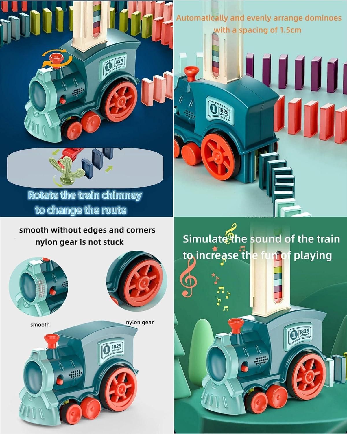 Train Domino Set for Kids – Automatic Line-Up with Sound Effects | BPA-Free