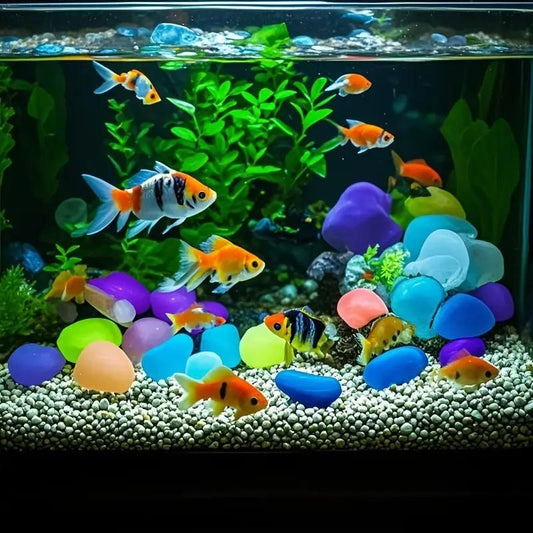 100Pcs Glow-in-the-Dark Garden Stones – Fluorescent Pebbles for Pathways, Aquarium, Decor (Multi-Color)