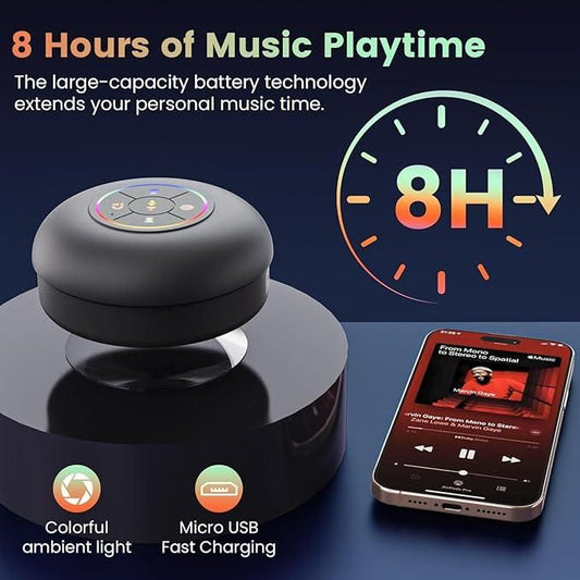 Portable Waterproof Speaker with Suction – Perfect for Shower or Travel!