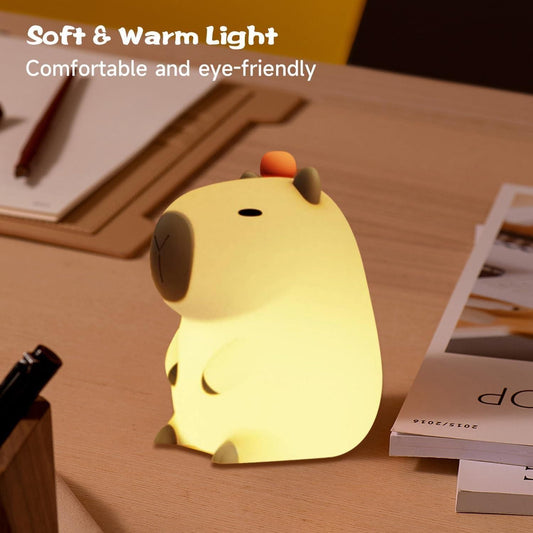 USB Rechargeable Capybara Night Light | Soft Silicone Touch Lamp for Kids & Adults