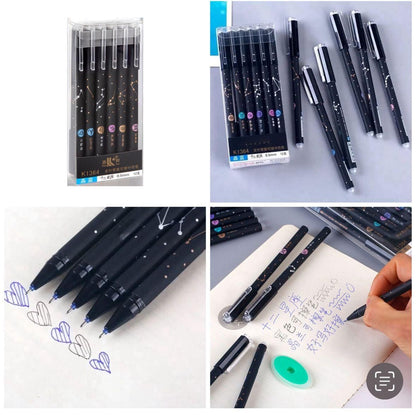 🖊️ Beautiful Erasable Gel Pen Set – Pack of 6